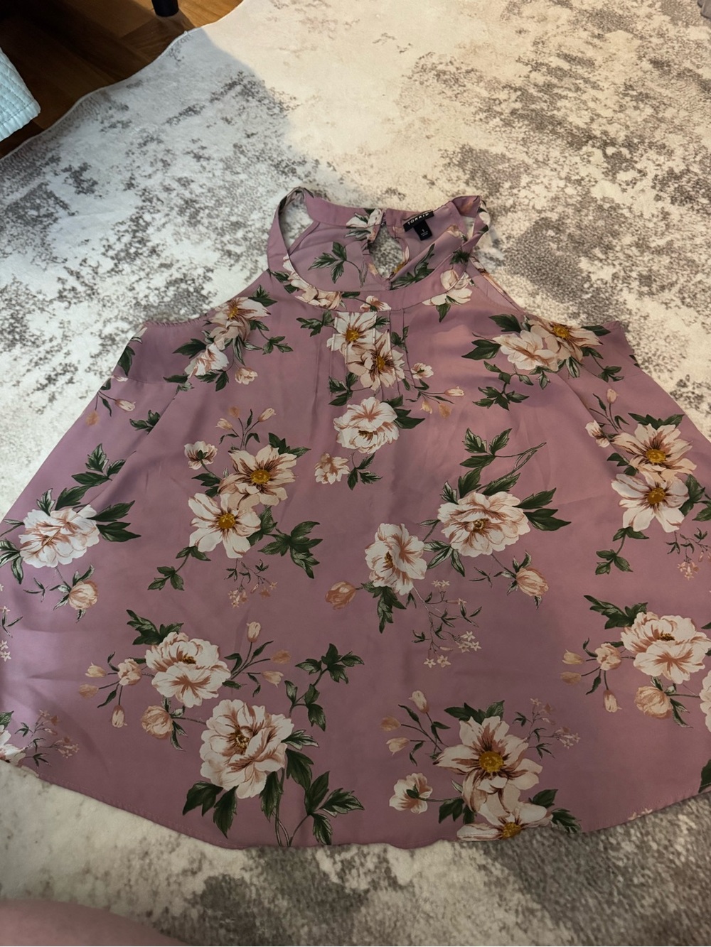 Floral Halter Neck Tank Top - Mauve Pink Torrid Size 1